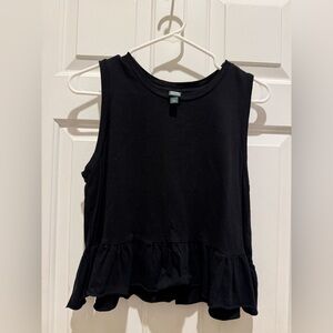 Wild Fable Black Ruffled Boxy Crop Tank Top Size Small